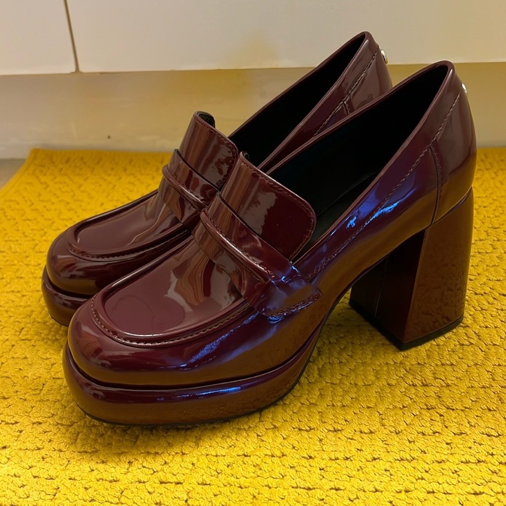 Nine West Medium Red Verge Heeled Platform Loafers
